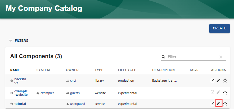 select edit icon for component