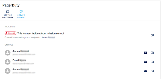 PagerDuty plugin showing an active incident